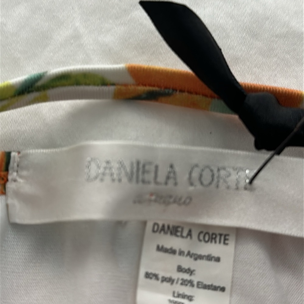 DANIELA CORTE White Citrus Print One Piece Swimsuit Silver accent Size Medium - Picture 9 of 14